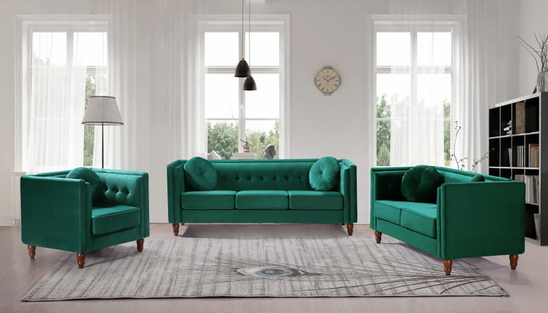 W8130 American Style Light Luxury Green Sofa
