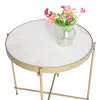 TS-0011-1-GPCW  Chinese White Marble Golden powder coating Coffee Table