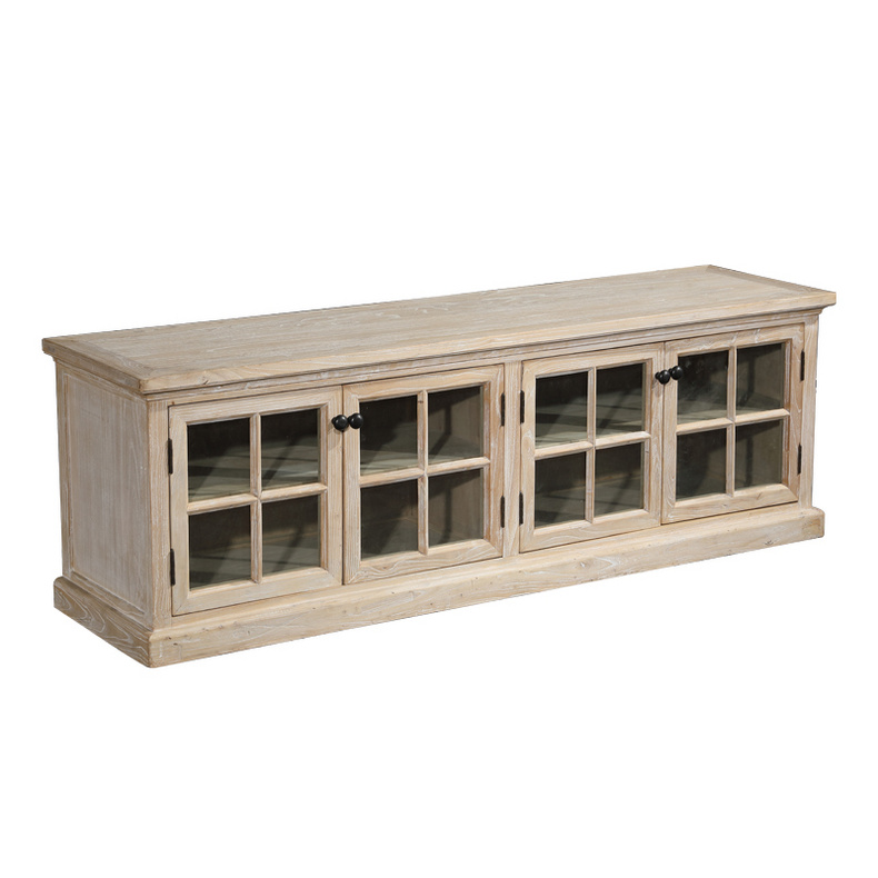 Recycled elm wood white wash TV cabinet