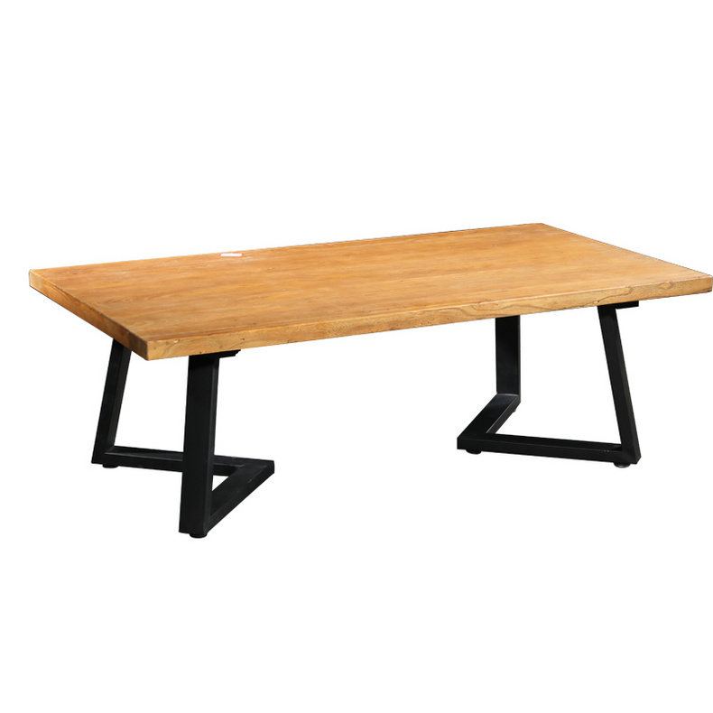 Industrial old elm coffee table with metal leg