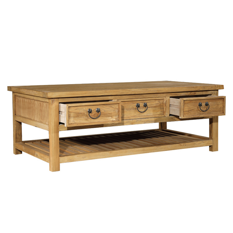 Antique elm wood coffee table