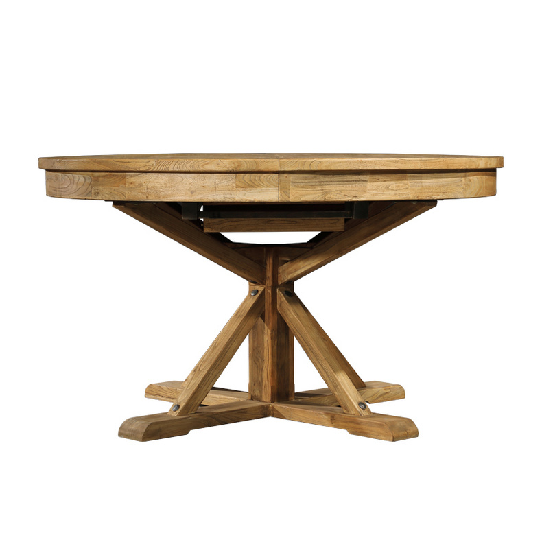 Round extension recycled elm dining table