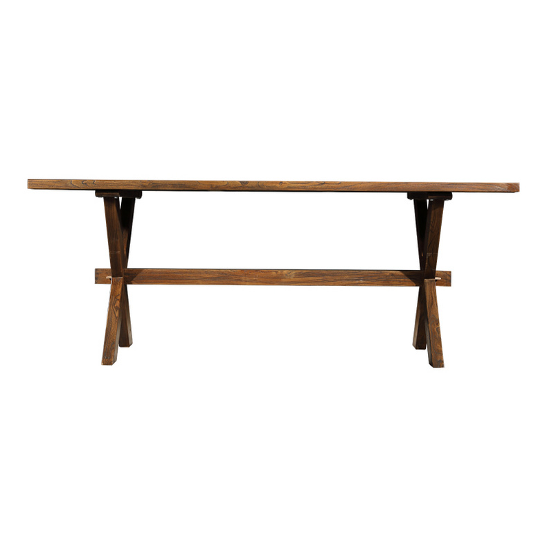 Original ecological rectangular dark X-leg dining table