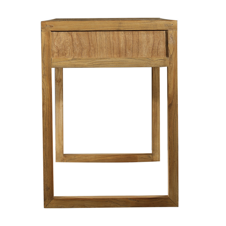 Recyclable elm wood three open drawer solid color side cabinet