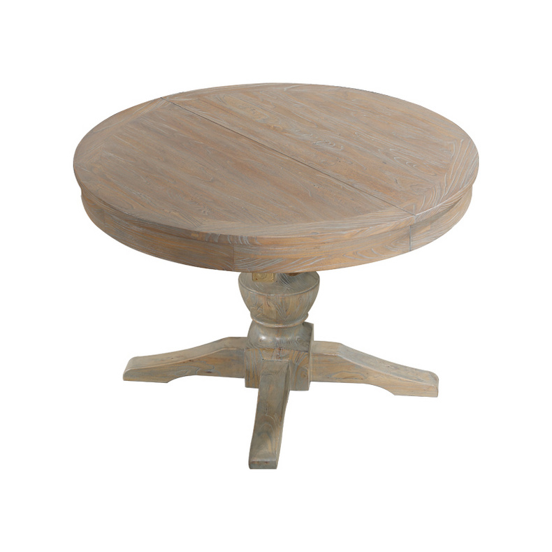 Recycled elm wood can extend the round dining table