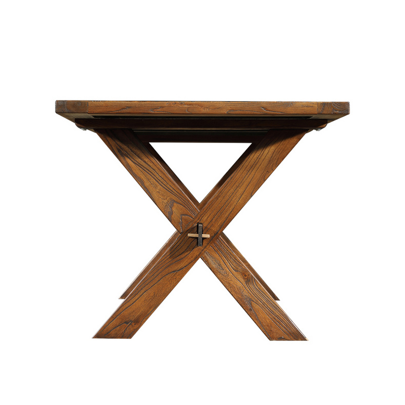 Original ecological rectangular dark X-leg dining table