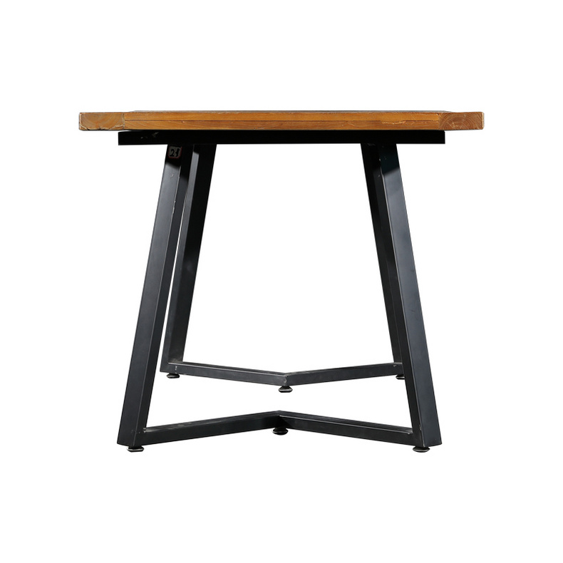 Recyclable solid wood wrought iron dining table