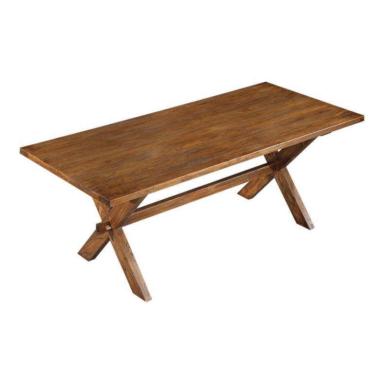 Original ecological rectangular dark X-leg dining table