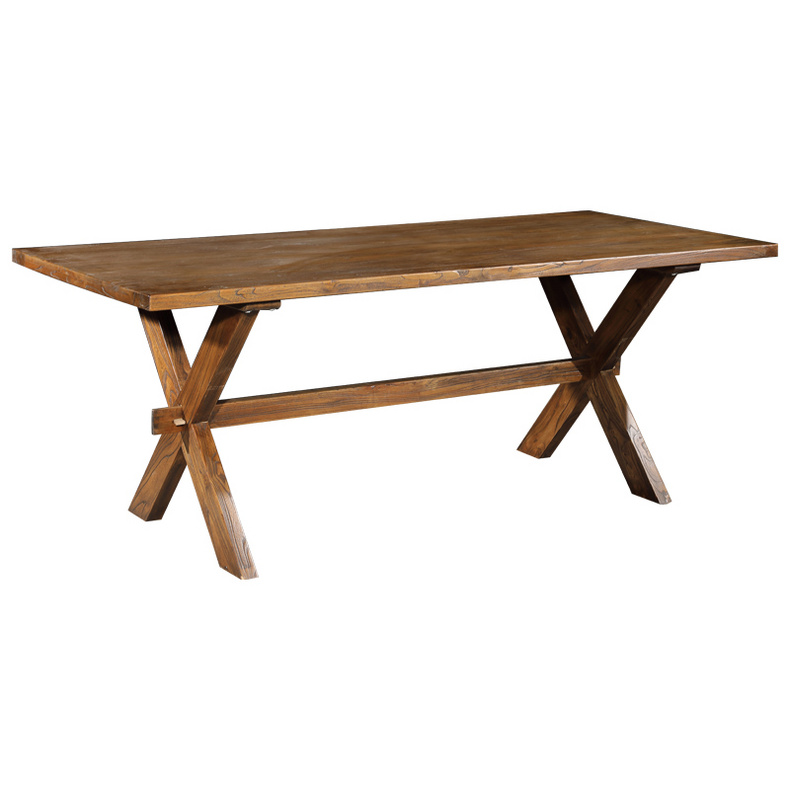 Original ecological rectangular dark X-leg dining table