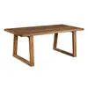 Solid color recyclable elm trapezoidal leg dining table