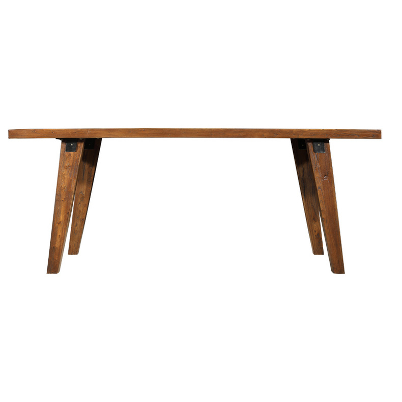 Eco-friendly recyclable elm wood four-leg dining table