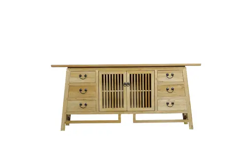 Multifunctional solid wood side cabinet in natural color