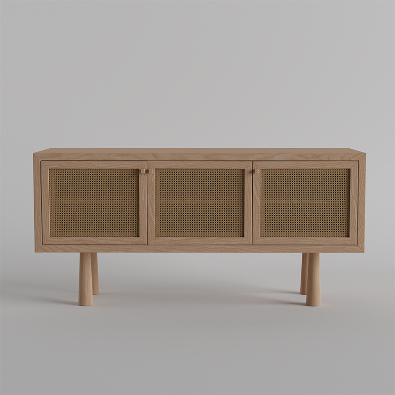 Living Room Furniture Simple rattan Style TV Stand Wood TV Cabine