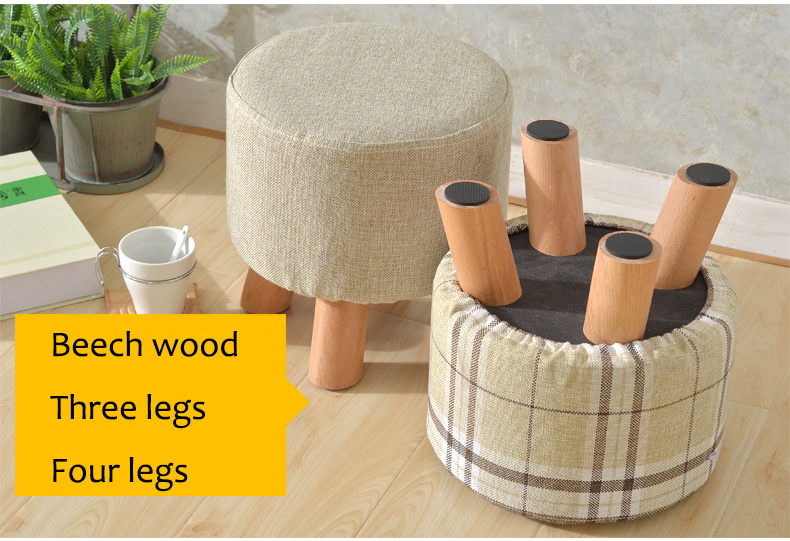 dinning room beech wood  four legs ottomans pouf