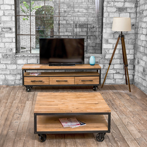INDUSTRIAL TV STAND 3 DRAWERS