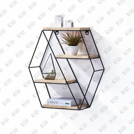 Functional Steel Book Shelf / Flower Shelf with solid wood board