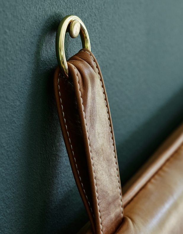 The M headboard – Cognac aniline leather