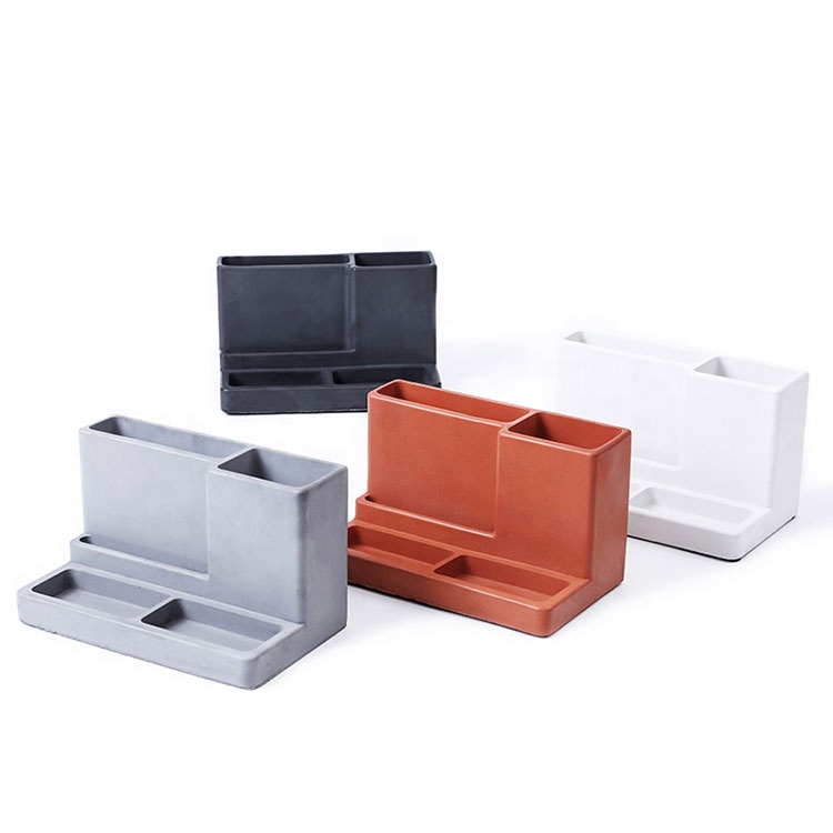 Eco-friendly Desk Concrete Mobile Cell Phone Stand With Pen Holder storage holders