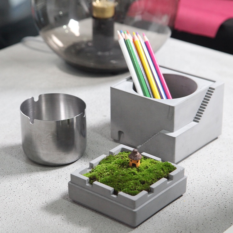 Manufacturer hotel bar office Cement luxury cigar ashtray custom logo ash tray black cute fancy