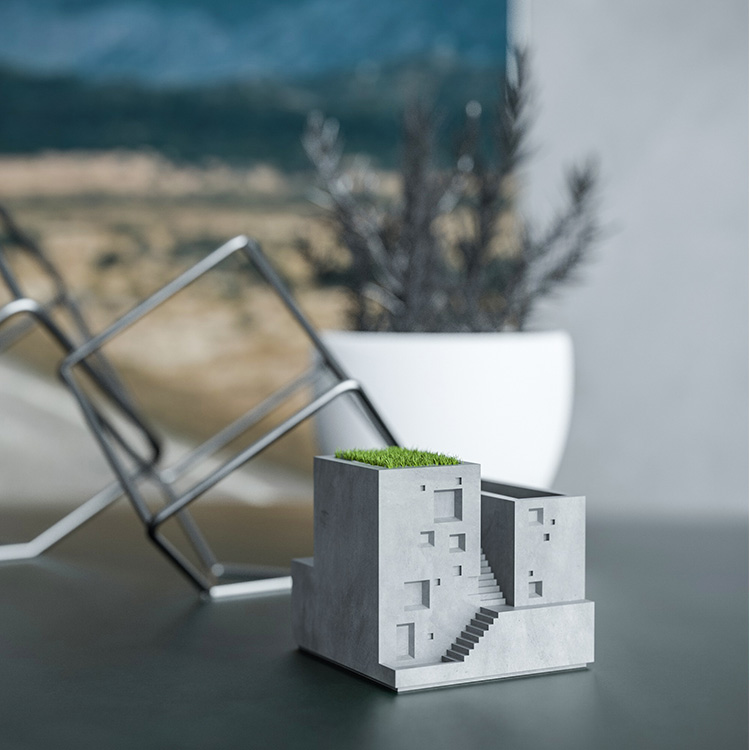 Concrete color custom micro architecture office storage desktop decoration