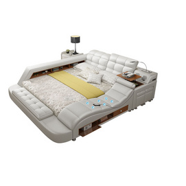 Luxury Modern design bedroom furniture smart bed massage Multi-functional Upholstery Soft leather bed