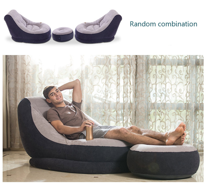 Wholesale PVC Shape Sofa Floor Chair Lazy Sofa With Foot Rest
