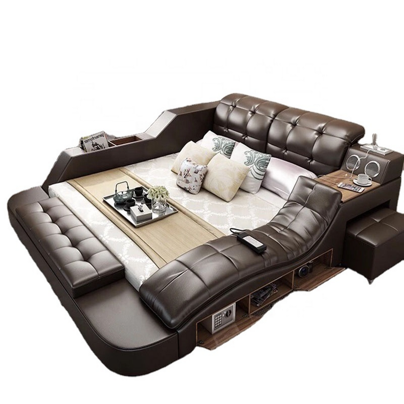 Intelligent Multifunctional Smart Bed Bedroom sets Leather Modern Bed Tatami Fabric Luxury Double Bed