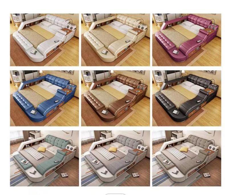 Intelligent Multifunctional Smart Bed Bedroom sets Leather Modern Bed Tatami Fabric Luxury Double Bed