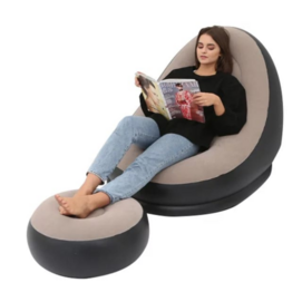 Wholesale PVC Shape Sofa Floor Chair Lazy Sofa With Foot Rest