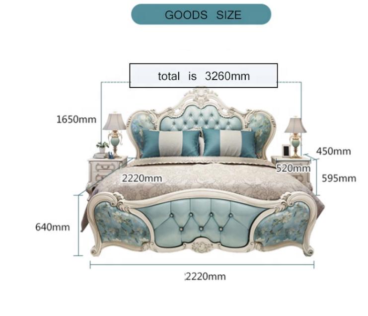 Luxury European Royal bed Style Champagne color Princess Elegant King queen Double Bed genuine Carved leather hotel ues bed set