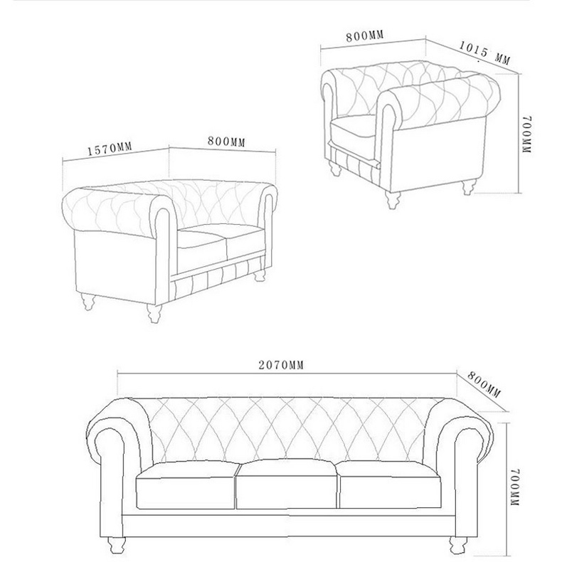 Hot Sale Home Furniture 1+2+3 PU leather Sofa