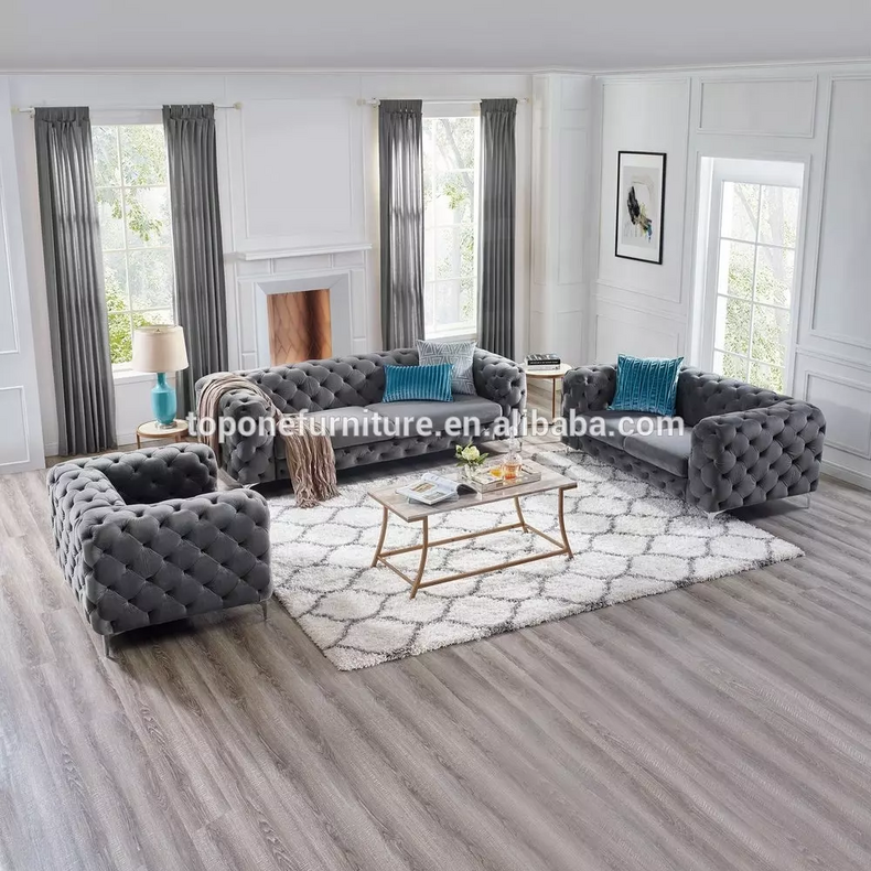 16 years factory modern design luxury furniture fabric sets couch living room sofas