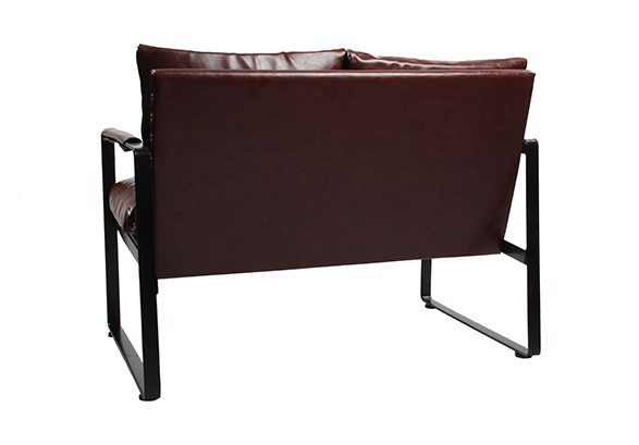 PRS-CS054-2  Modern Wine Red Leather Two-seat Sofa