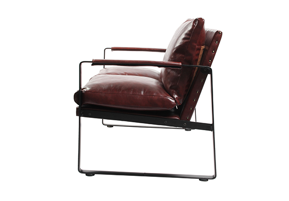 PRS-CS054-2  Modern Wine Red Leather Two-seat Sofa