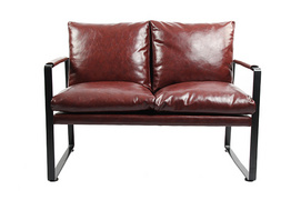 PRS-CS054-2  Modern Wine Red Leather Two-seat Sofa