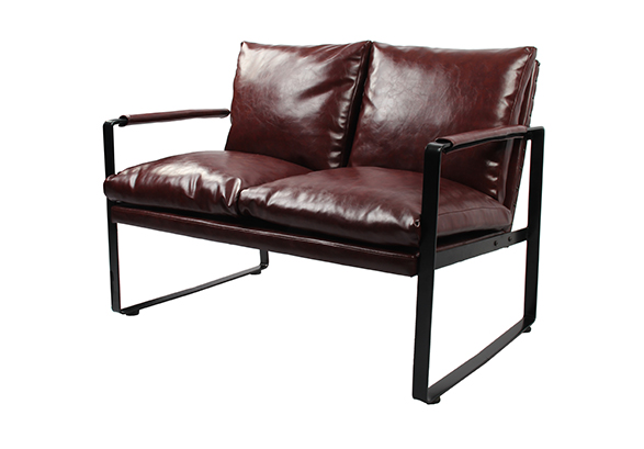 PRS-CS054-2  Modern Wine Red Leather Two-seat Sofa