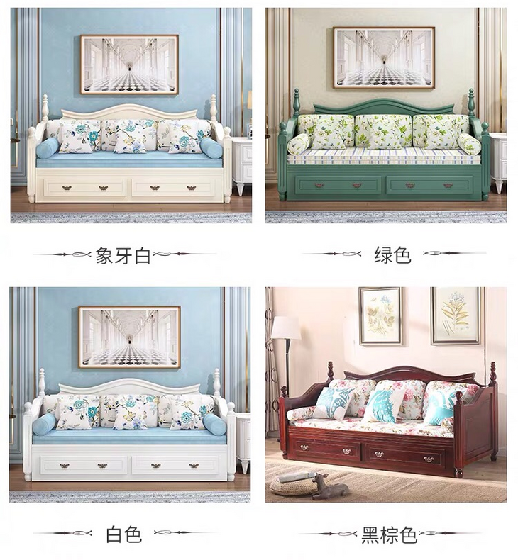 wholesale Portable Folding Sofa Bed Solid Wood Frame Convertible Sofa Three Seat Sofa Cum Bed Living Room Furniture Couch