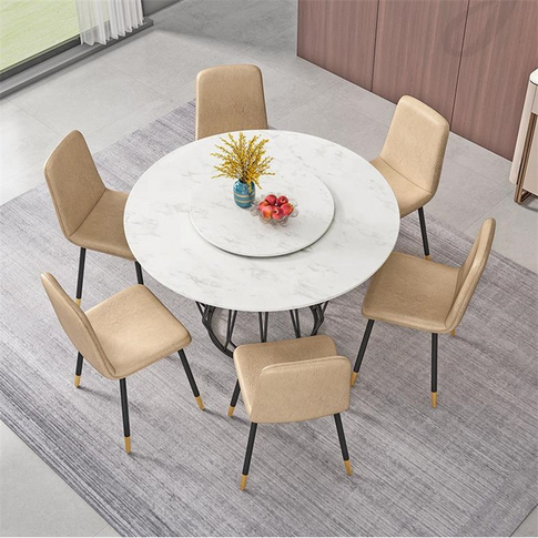2021 Luxury Soft Parcel Hotel Restaurant Modern Gold Stainless Steel Leg Coffee Tables Round Marble Dining Table with Turntable