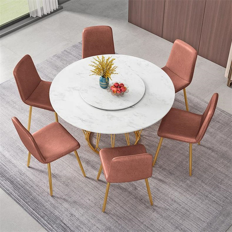 2021 Luxury Soft Parcel Hotel Restaurant Modern Gold Stainless Steel Leg Coffee Tables Round Marble Dining Table with Turntable