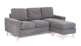 Grey Fabric L-shaped Sectional Sofa