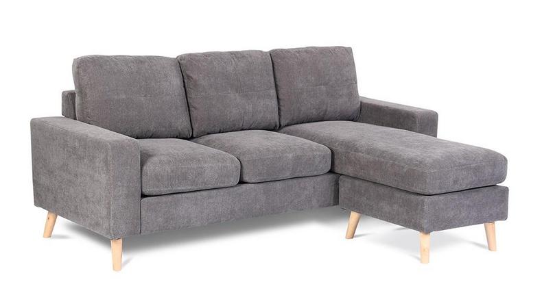 Grey Fabric L-shaped Sectional Sofa