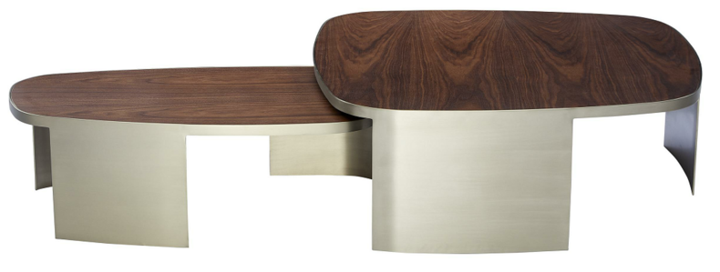 Luxury Italian contemporary style living room furniture coffee table with wood  top and brass base