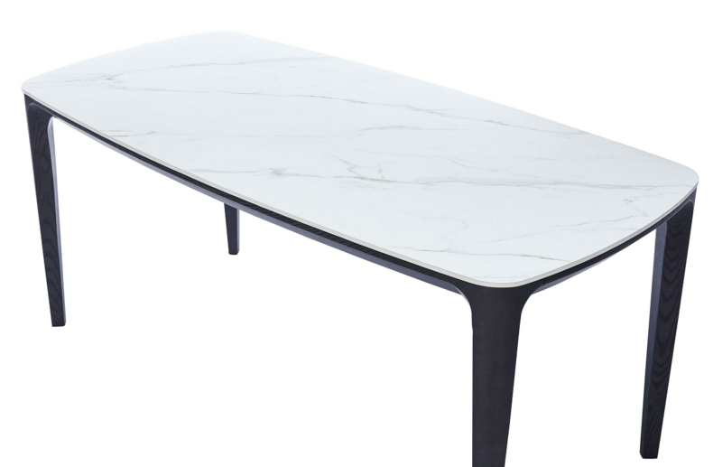 MODERN SINTERED STONE WITH ASH SOLID WOOD DINING TABLE