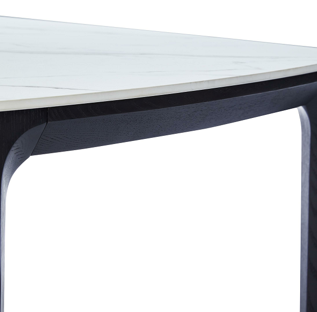 MODERN SINTERED STONE WITH ASH SOLID WOOD DINING TABLE