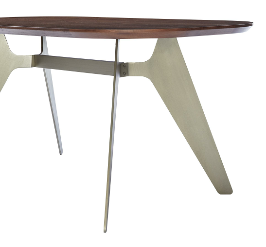 Modern Style  Wood Top and Stainless Steel Dining Table