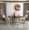 luxury Italian leather dinner dining table and chairs 6 luxury dinning chairs modern marble dining room furniture table set
