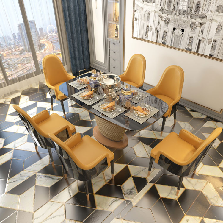 Luxury Nodic Restaurant Modern 6 Chairs Marble Top Dining Table sets For Home Dinning Room Furniture