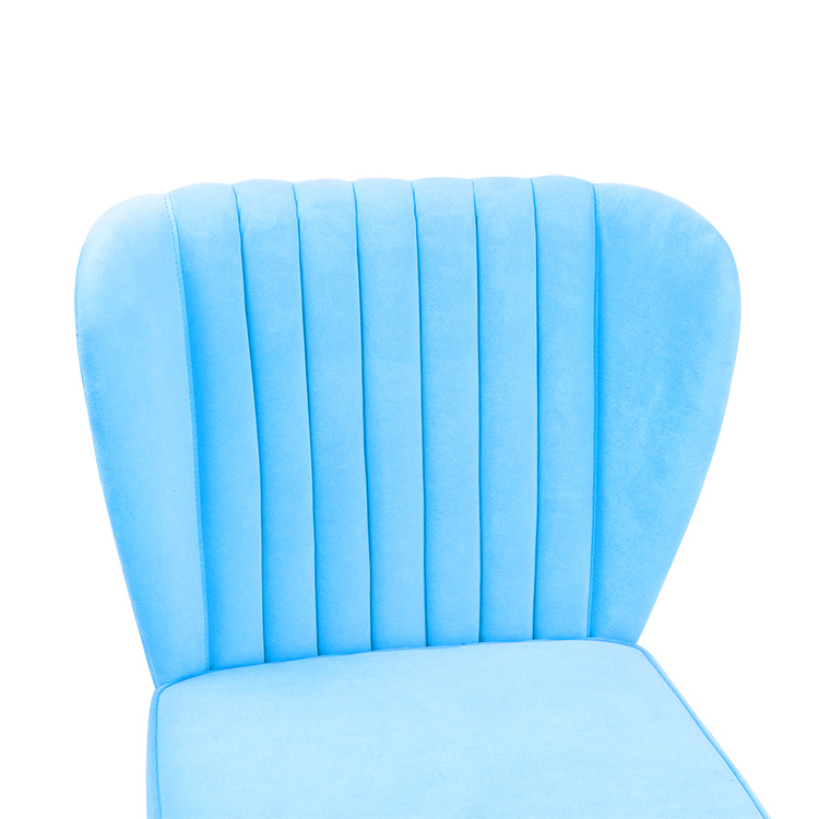 Modern indoor furniture blue flannel restaurant dining chair