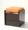 Modern dressers Luxury design vanity makeup table leather and stainless steel dressing table with mirror and stool