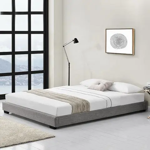 1159A Modern Design King Queen Double Size Linen Fabric Upholstered Bed